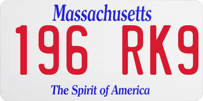 MA license plate 196RK9