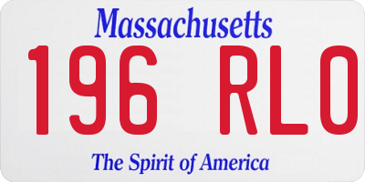 MA license plate 196RL0