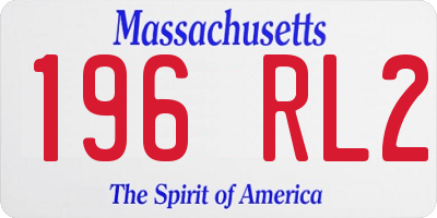 MA license plate 196RL2