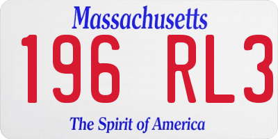 MA license plate 196RL3