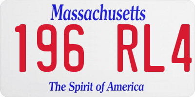 MA license plate 196RL4
