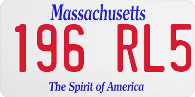MA license plate 196RL5