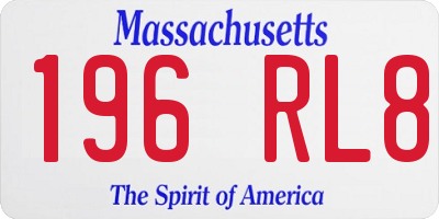MA license plate 196RL8