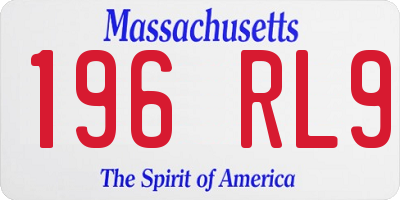 MA license plate 196RL9