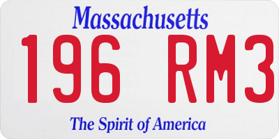 MA license plate 196RM3