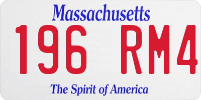 MA license plate 196RM4