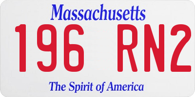 MA license plate 196RN2