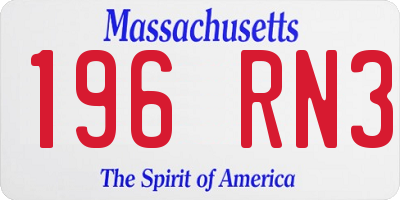 MA license plate 196RN3