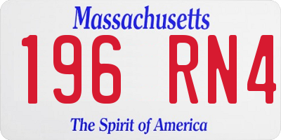 MA license plate 196RN4