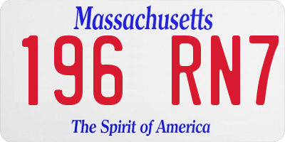 MA license plate 196RN7