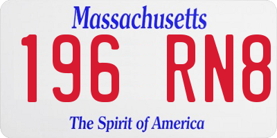 MA license plate 196RN8