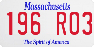 MA license plate 196RO3