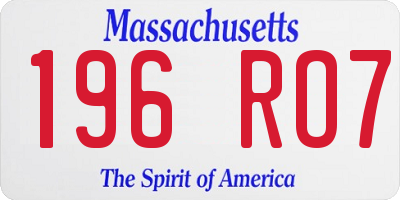 MA license plate 196RO7