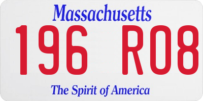 MA license plate 196RO8