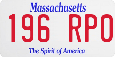 MA license plate 196RP0