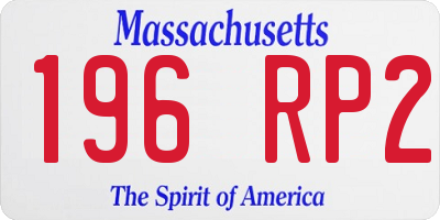MA license plate 196RP2