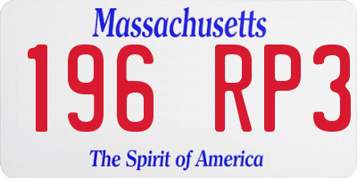 MA license plate 196RP3
