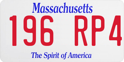 MA license plate 196RP4