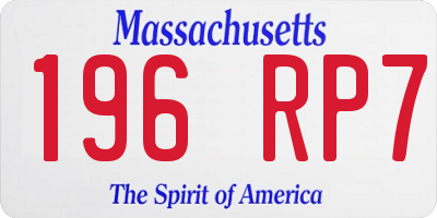 MA license plate 196RP7