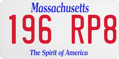 MA license plate 196RP8