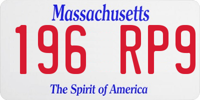 MA license plate 196RP9
