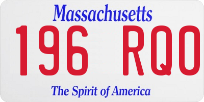 MA license plate 196RQ0