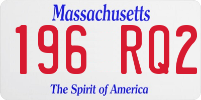 MA license plate 196RQ2