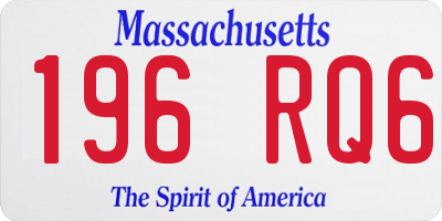 MA license plate 196RQ6