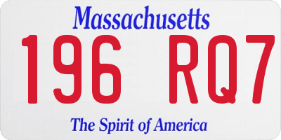 MA license plate 196RQ7