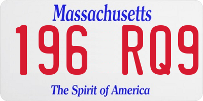 MA license plate 196RQ9