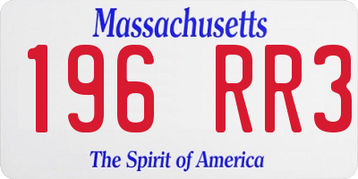 MA license plate 196RR3