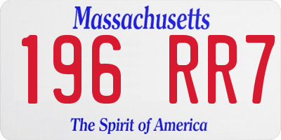 MA license plate 196RR7