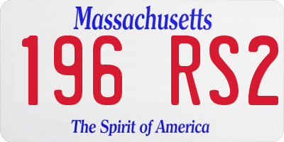 MA license plate 196RS2