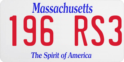 MA license plate 196RS3