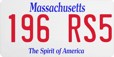 MA license plate 196RS5