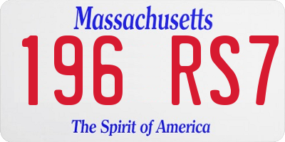 MA license plate 196RS7