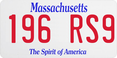 MA license plate 196RS9