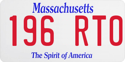 MA license plate 196RT0