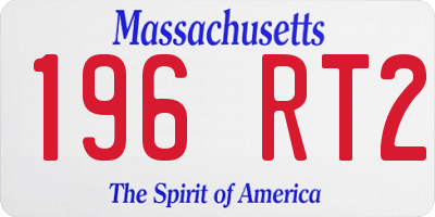 MA license plate 196RT2