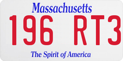 MA license plate 196RT3