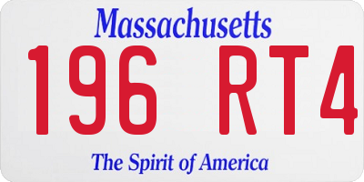 MA license plate 196RT4