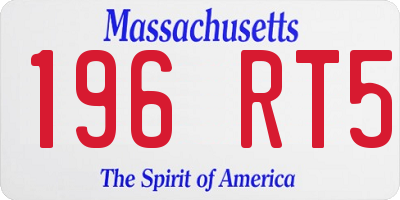 MA license plate 196RT5