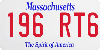 MA license plate 196RT6