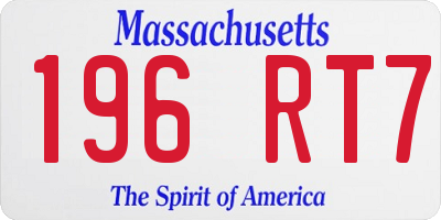 MA license plate 196RT7