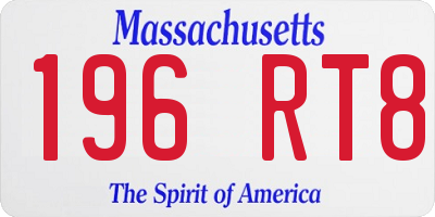 MA license plate 196RT8