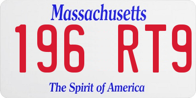 MA license plate 196RT9