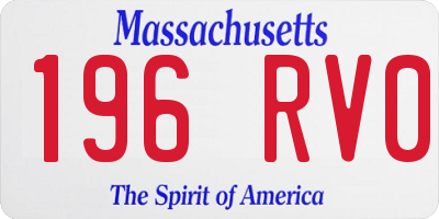 MA license plate 196RV0