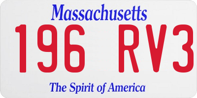 MA license plate 196RV3