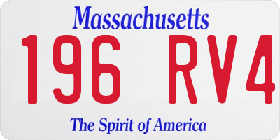 MA license plate 196RV4