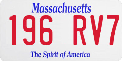 MA license plate 196RV7